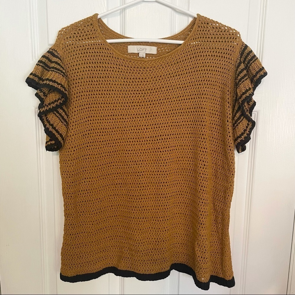 ANN Taylor Loft Boho Knit Shortsleeve Cotton blend Top Medium